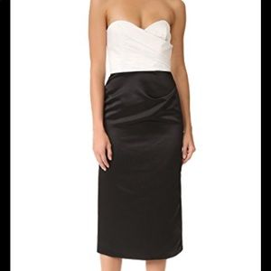 Parker Black Eliana strapless satin midi dress 10